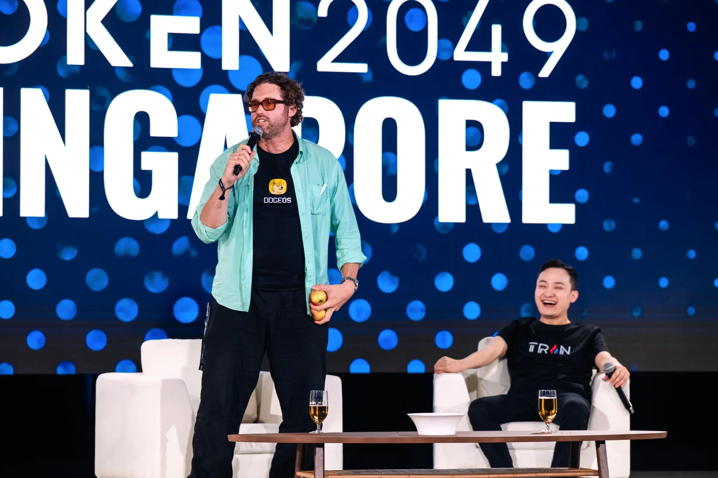 T.J. Miller mid-roast at Token2049 Singapore 2025